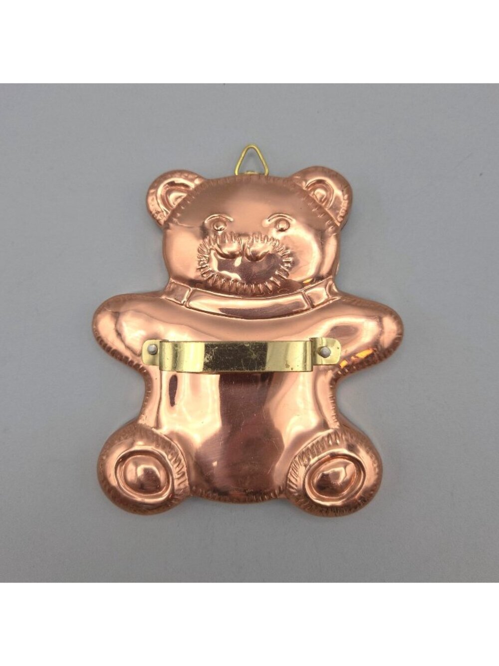 1987 Himark Copper Teddy Bear Cookie Cutter Mold Brass Handle Cottagecore Wall